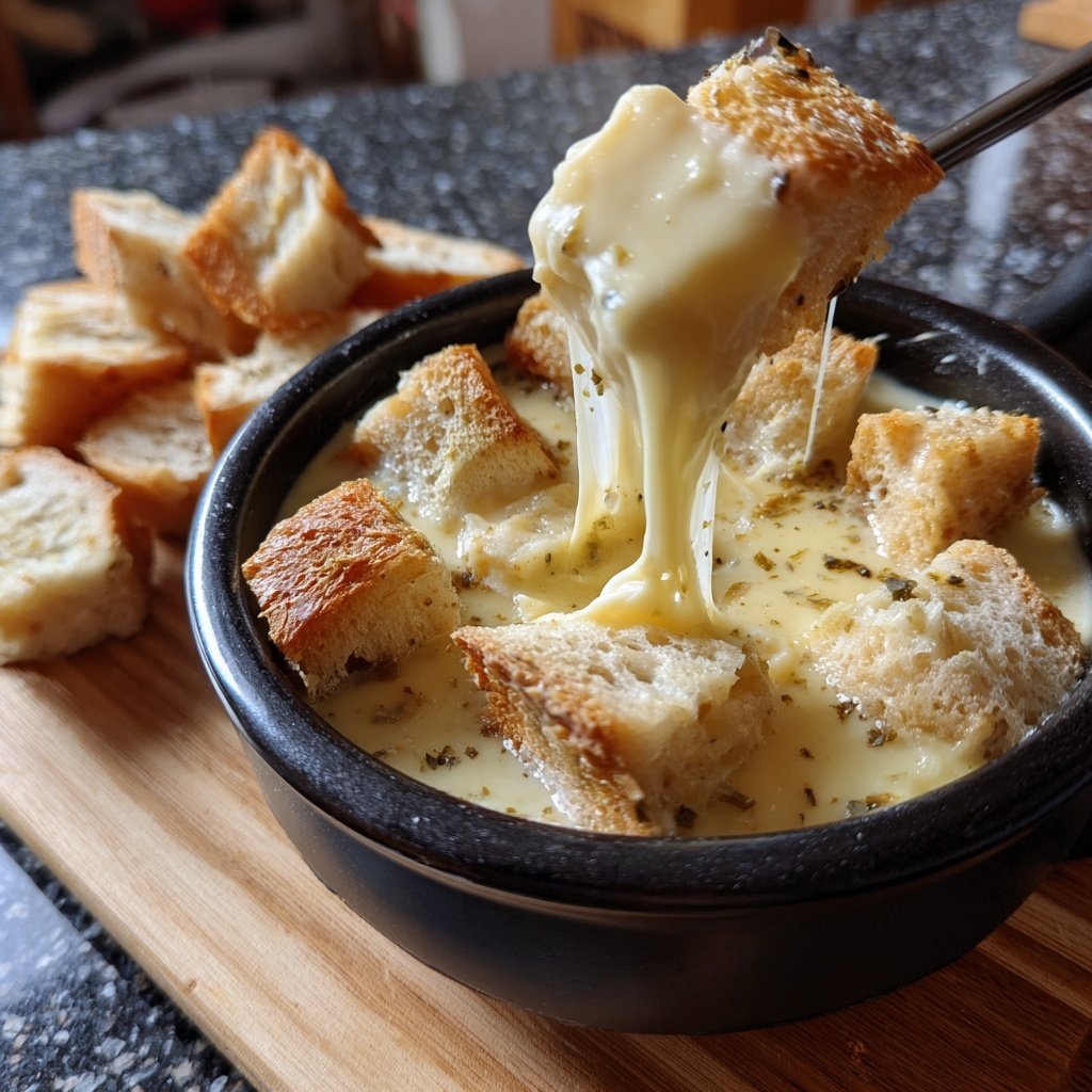 Fondue with Brie and Garlic