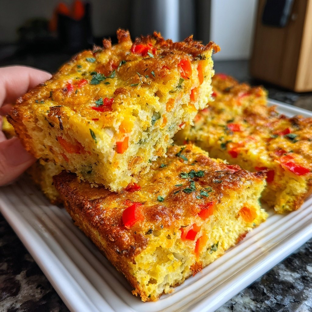 Super Bowl Savory Veggie Muffin Squares