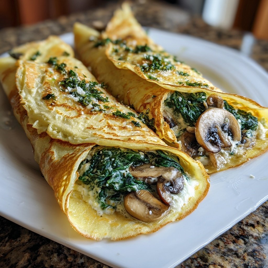 Valentine Dinner Spinach Mushroom Crepes