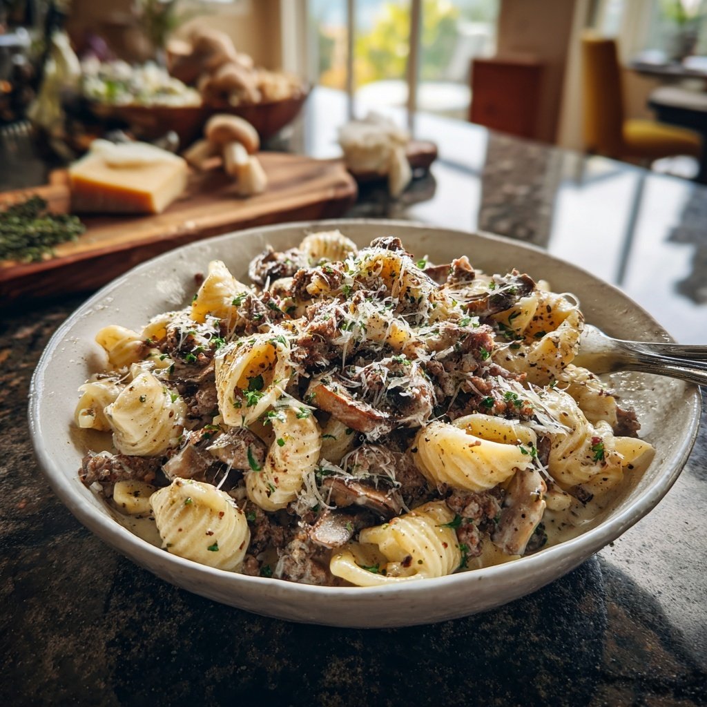 Creamy Beef And Mushroom Pasta