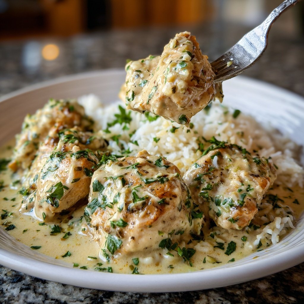 Creamy Garlic Chicken With Rice