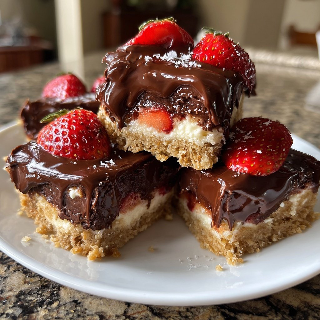 Chocolate Strawberry Cheesecake Bars