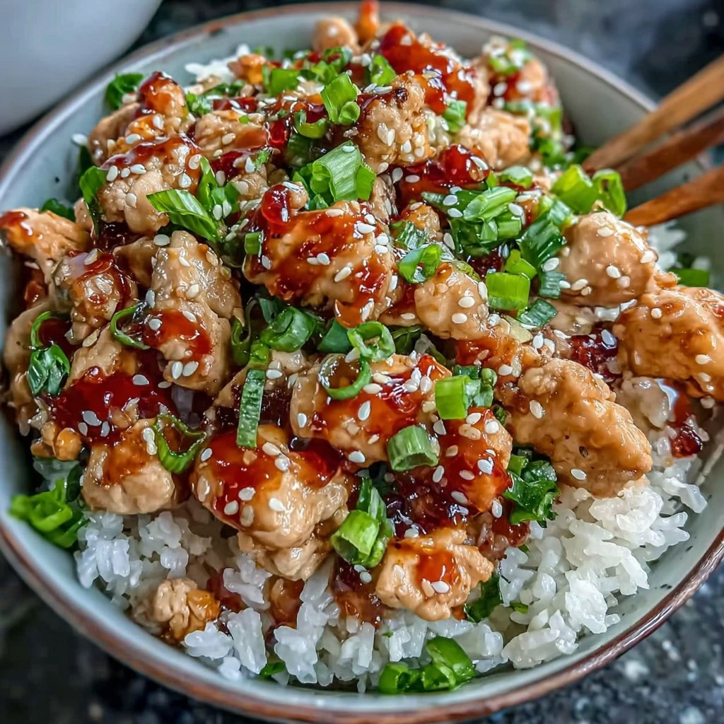 Ground Chicken Teriyaki Rice Bowl