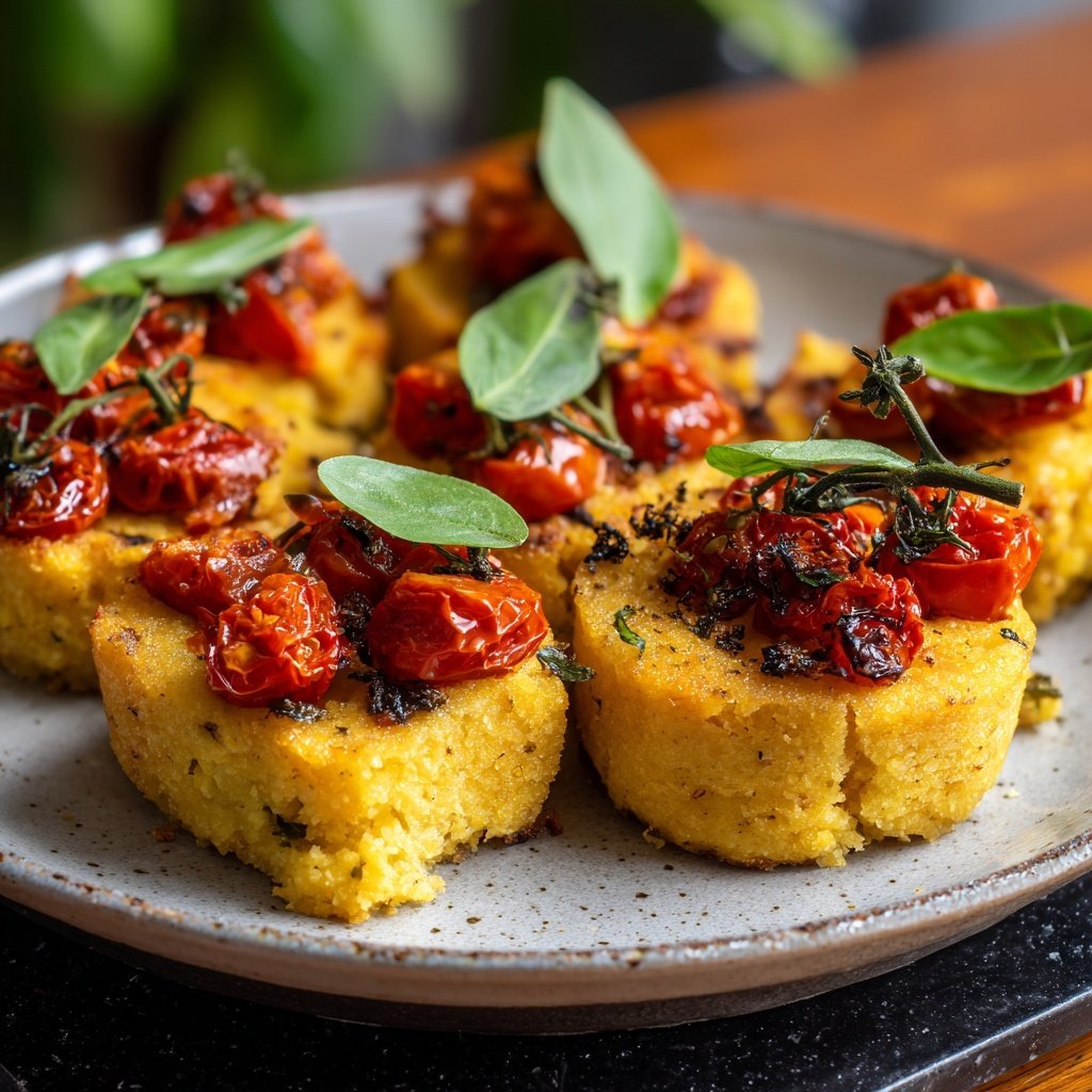Valentine Dinner Baked Polenta Rounds