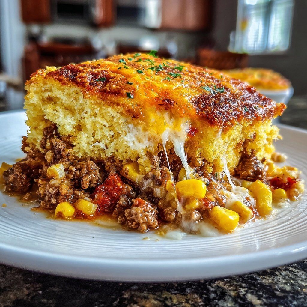 Ground Beef And Cornbread Casserole