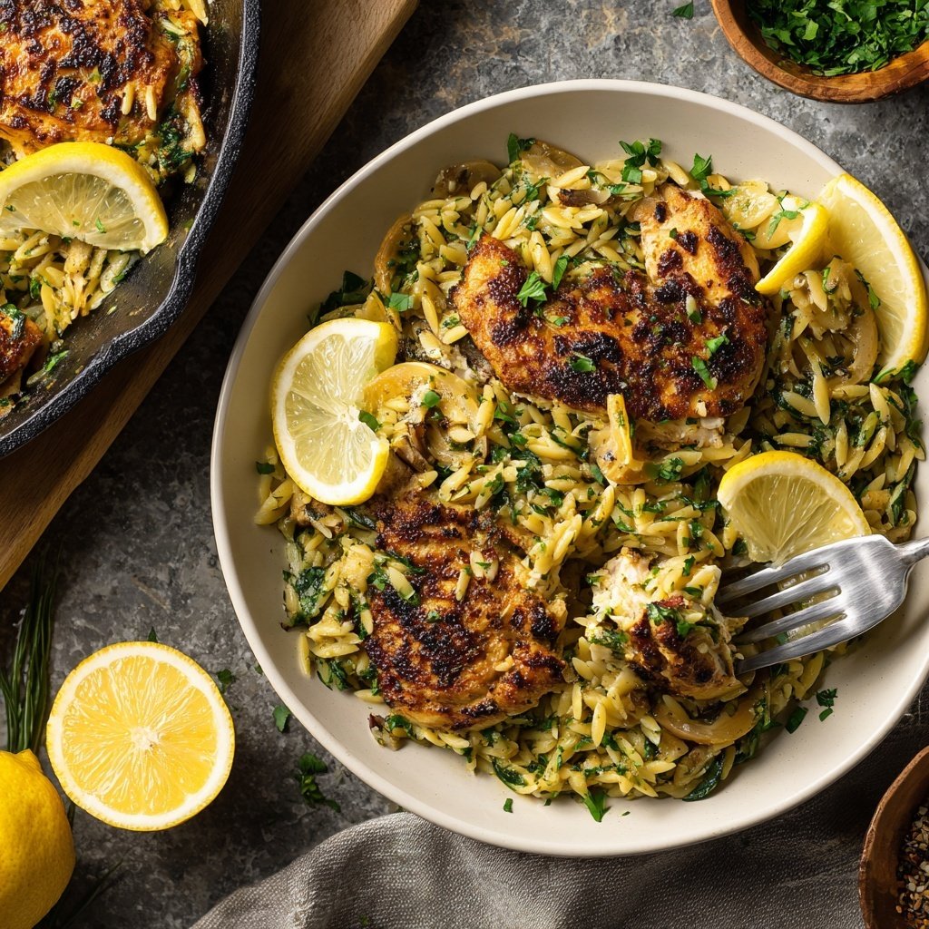 Skillet Lemon Chicken With Orzo