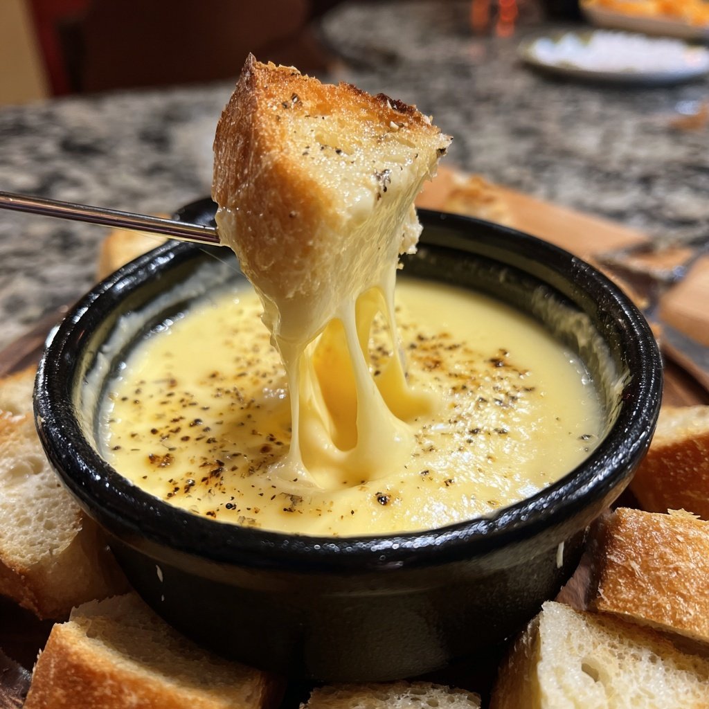 Fondue with Swiss Cheese and Garlic