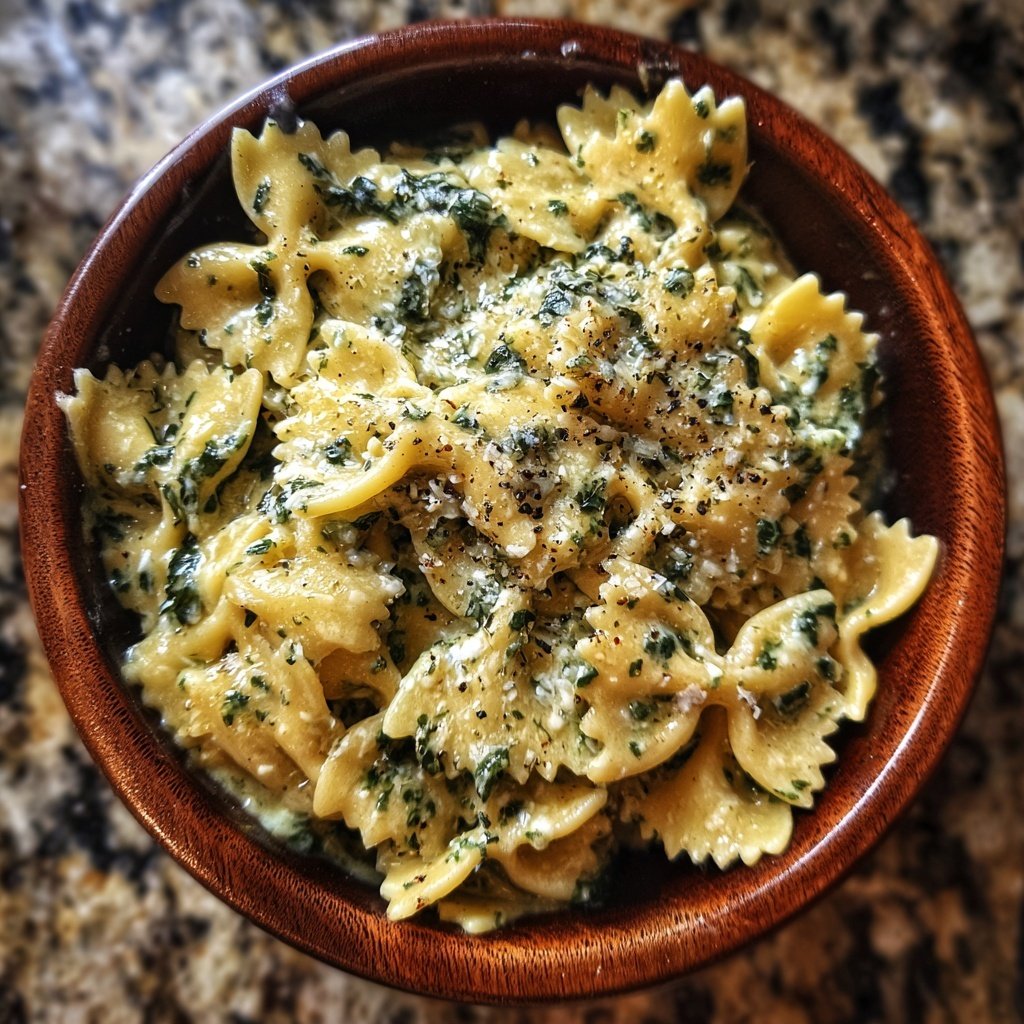 Bow Tie Pasta With Creamy Spinach Sauce