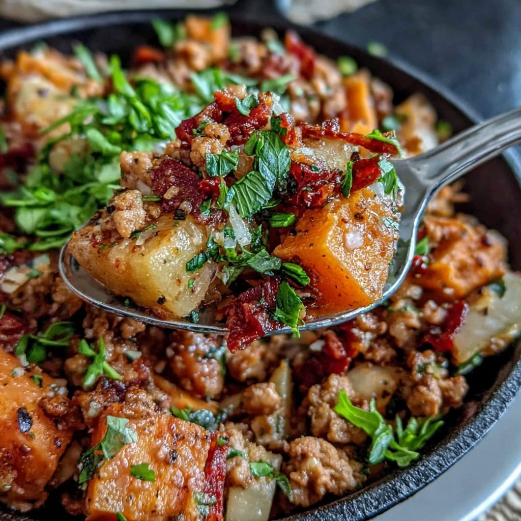 Ground Turkey And Sweet Potato Skillet
